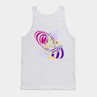 Algorithmic Art Pendulum | Harmonic Motion Pattern Checkered Neon Pink Yellow Purple White Tank Top